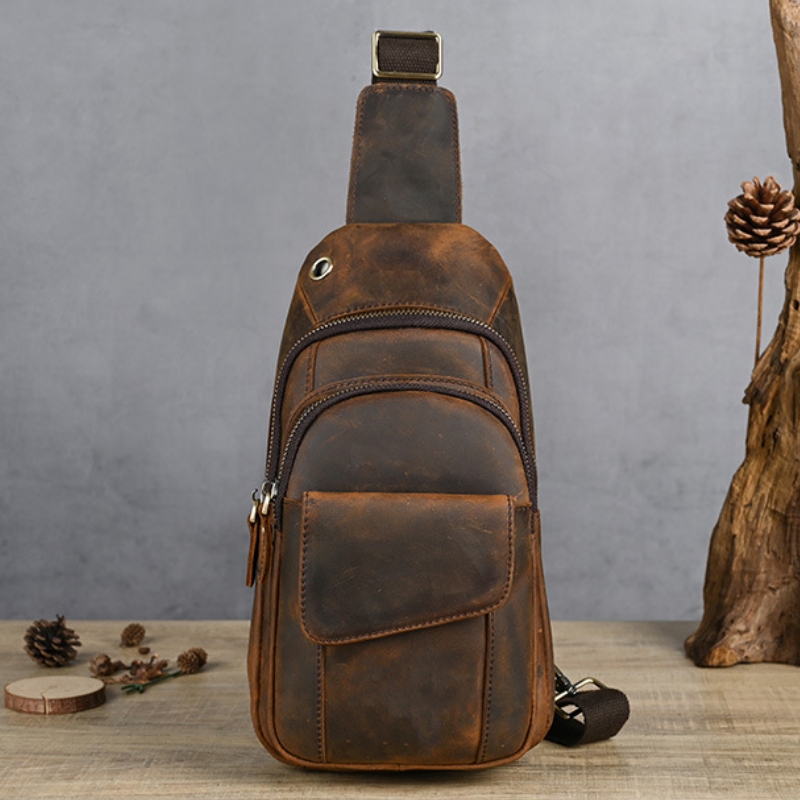 Leather Backpack Vintage - 디자이너 럭셔리 다기능 남성 가슴 가방