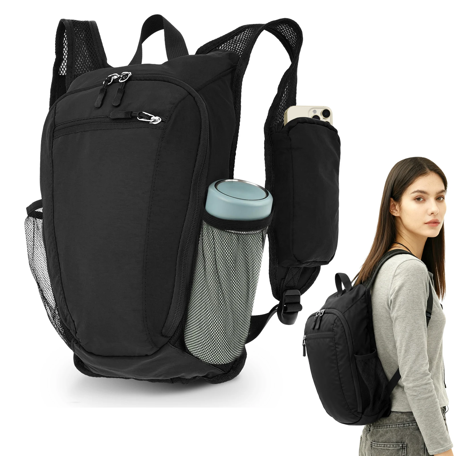 Foldable Backpack Small - 10L 소형 하이킹 배낭 여행용 듀얼