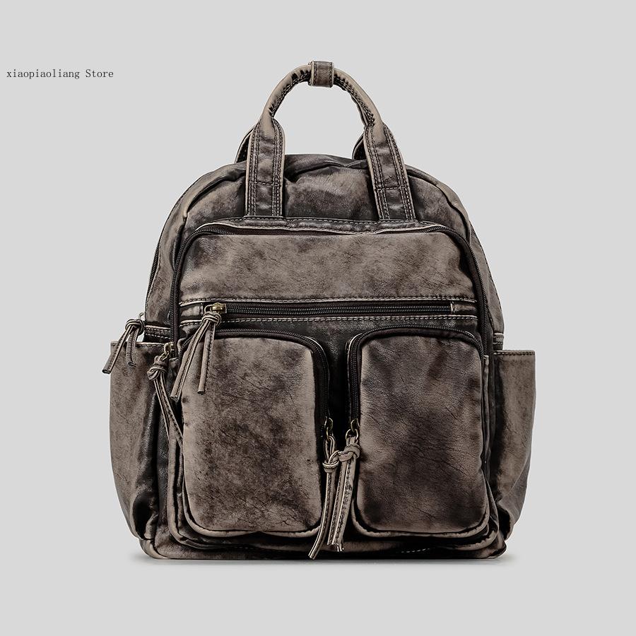 럭셔리 소프트 워시드 PU 가죽 백팩 트렌드 대학 가방 - Leather Backpack Vintage 리뷰 및 가격