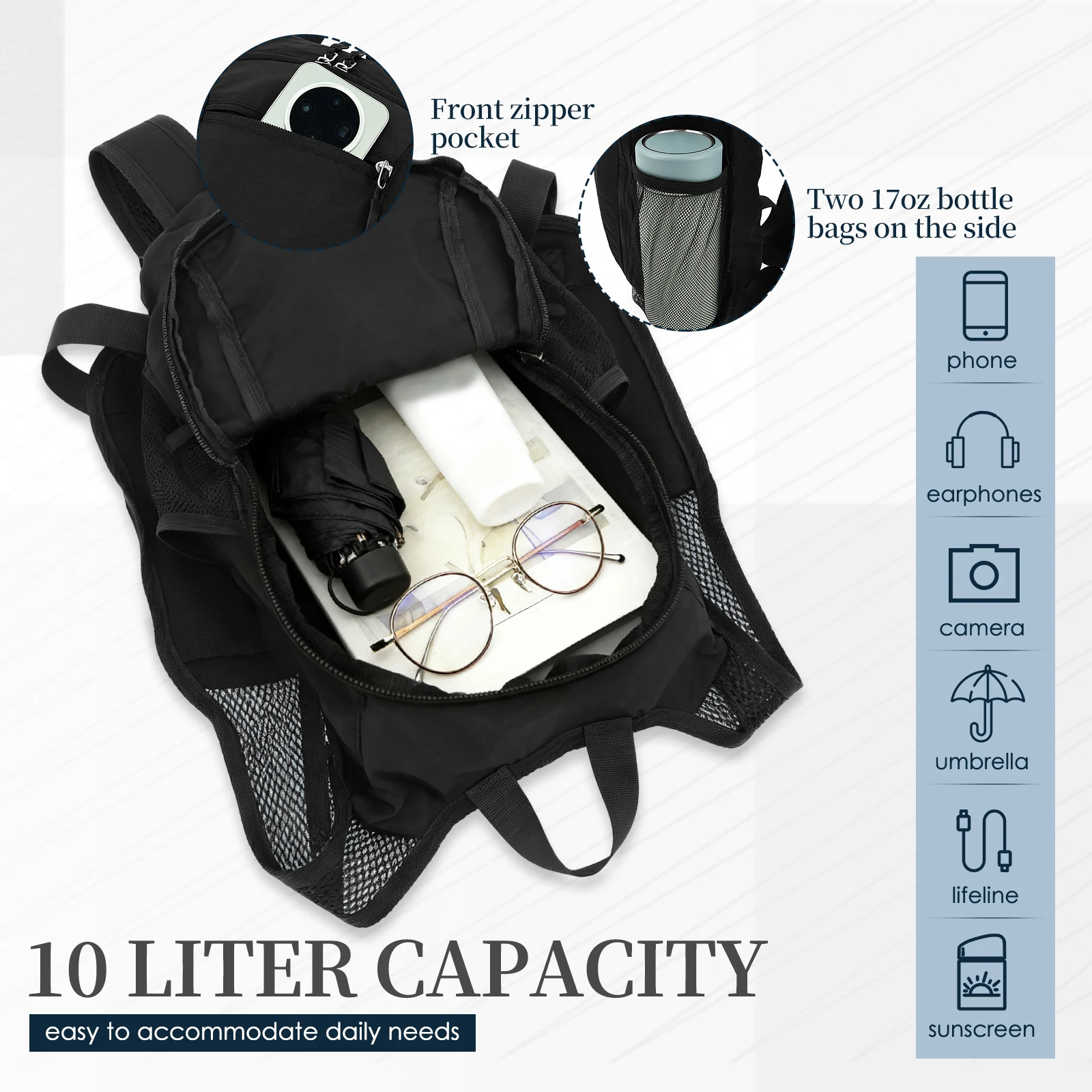 10L 소형 하이킹 배낭 여행용 듀얼 숄더 스트랩 접이 - Foldable Backpack Small 리뷰 및 가격